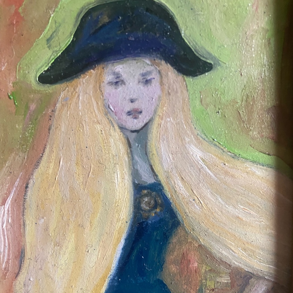 Black and Green Impressionist Portrait Painting